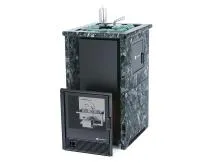 Печь для бани ИзиСтим Сочи М2 Premium 3-х стор.кож. пироксенит бок.вход с тыла открыт.верх с САБК-40 печь для бани изистим сочи м2 premium 3-х стор.кож. пироксенит бок.вход с тыла открыт.верх с сабк-40