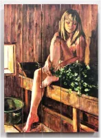 Картина "Девушка в бане" 30*40 см на дереве Б018, ПЭМ картина "девушка в бане" 30*40 см на дереве б018, пэм