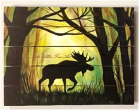 Картина "Лось в лесу" 30*40 см на дереве Ж008, ПЭМ картина "лось в лесу" 30*40 см на дереве ж008, пэм