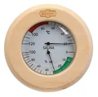 Термометр с гигрометром деревянный с корпусом из нержавеющей стали, Добропаровъ термометр с гигрометром деревянный с корпусом из нержавеющей стали, добропаровъ