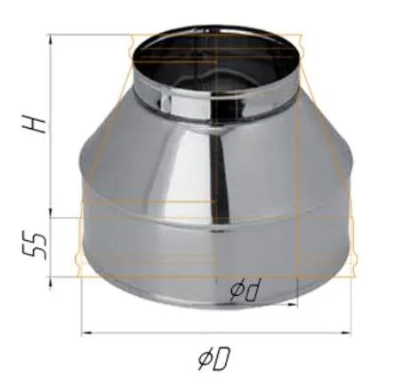 Конус Феррум нержавеющий (430/0,5 мм), ф115/200, по воде конус феррум нержавеющий (430/0,5 мм), ф115/200, по воде