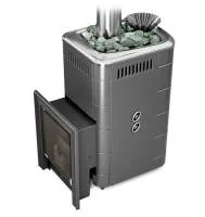 Печь для бани газовая ТМФ Таймыр 2017 Inox закрытая каменка с т/о антрацит (без ГГУ)  печь для бани газовая тмф таймыр 2017 inox закрытая каменка с т/о антрацит (без ггу)