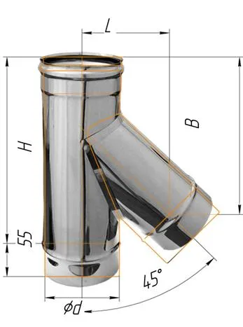 Тройник Феррум угол 135°, нержавеющий (430/0,5мм), ф115, по воде тройник феррум угол 135°, нержавеющий (430/0,5мм), ф115, по воде