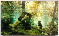 Картина "Медвежата в лесу" 30*40 см на дереве Ж007, ПЭМ картина "медвежата в лесу" 30*40 см на дереве ж007, пэм