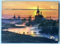 Картина "Храм у озера" 30*40 см на дереве Х005, ПЭМ картина "храм у озера" 30*40 см на дереве х005, пэм