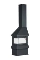 Печь-камин Прага угловой, левый черный, белый шамот ЭкоКамин печь-камин прага угловой, левый черный, белый шамот экокамин