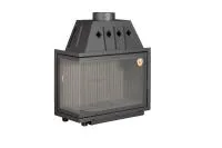 Топка каминная Альфа 1000 LВ два стекла левая с черным шамотом патрубок ф250, ЭкоКамин  топка каминная альфа 1000 lв два стекла левая с черным шамотом патрубок ф250, экокамин