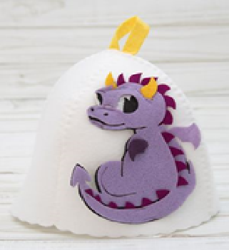 шапка для бани детская (до 6 лет) с аппликацией "а подарочки принесли?", лавандовый, нм